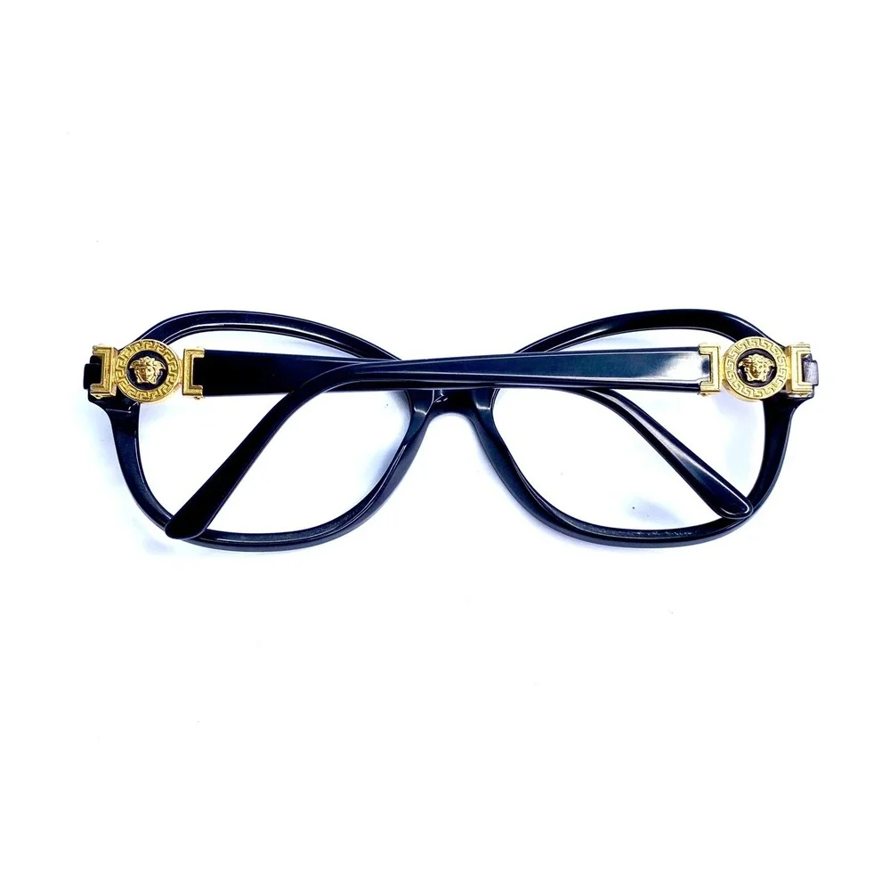 Versace Black Oval Eyeglasses Gold Medusa Temple Italy MOD 4262 GB1/11 55 17 140